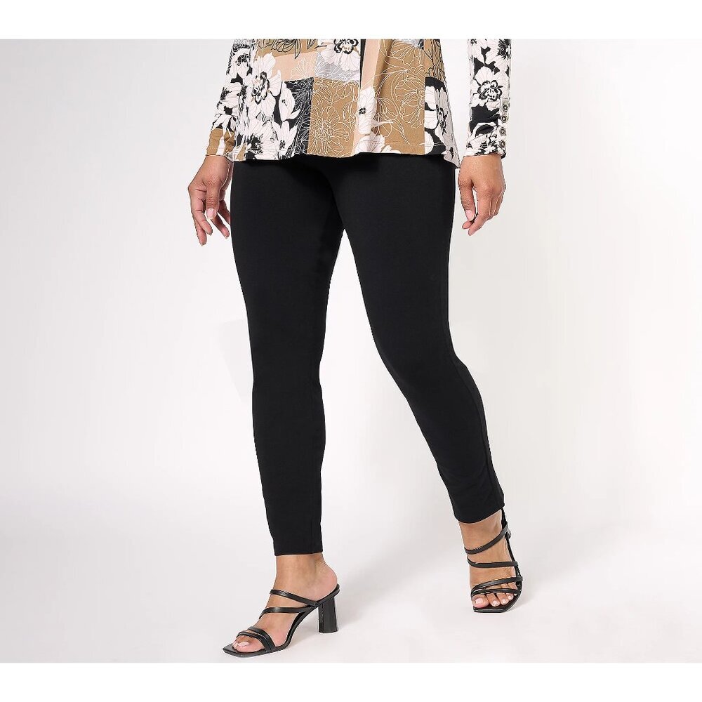 Susan Graver Black Weekend Black Petite Premium Stretch Ava Slim Ankle Pants